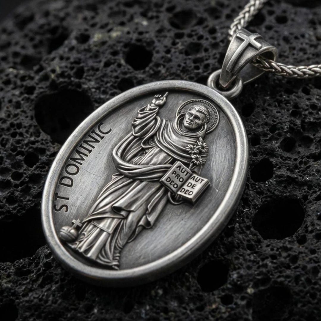 Sterling Silver St Dominic Medal, Catholic Patron Saint Pendant - Etsy
