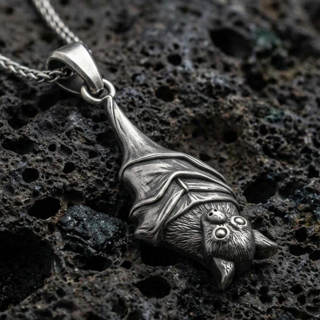 Sterling Silver Hanging Bat Necklace - Gothic Vampire Pendant - Etsy