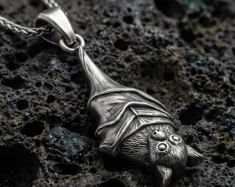 Sterling Silber Fledermaus Halskette - Gothic Vampir Anhänger
