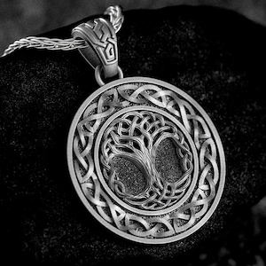 Silver Tree of Life Pendant – Celtic Knot Necklace, Yggdrasil Amulet, 925 Sterling Norse Jewelry for Men and Women