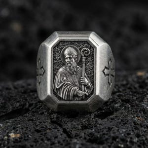Sterlingzilveren St. Patrick-ring, religieuze katholieke sieraden