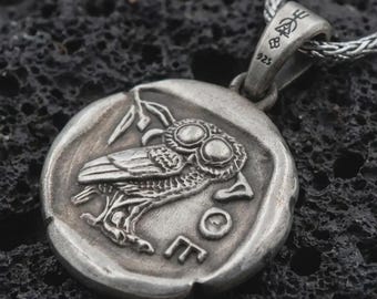Sterling Silver Athena Coin Pendant, Roman Minerva, Greek Jewelry