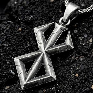 Berserk-inspirerat hänge av märket "Barn of Sacrifice" – sterlingsilverhalsband med animemärke