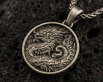 Azure Dragon Pendant – 925 Silver Chinese Mythical Medallion