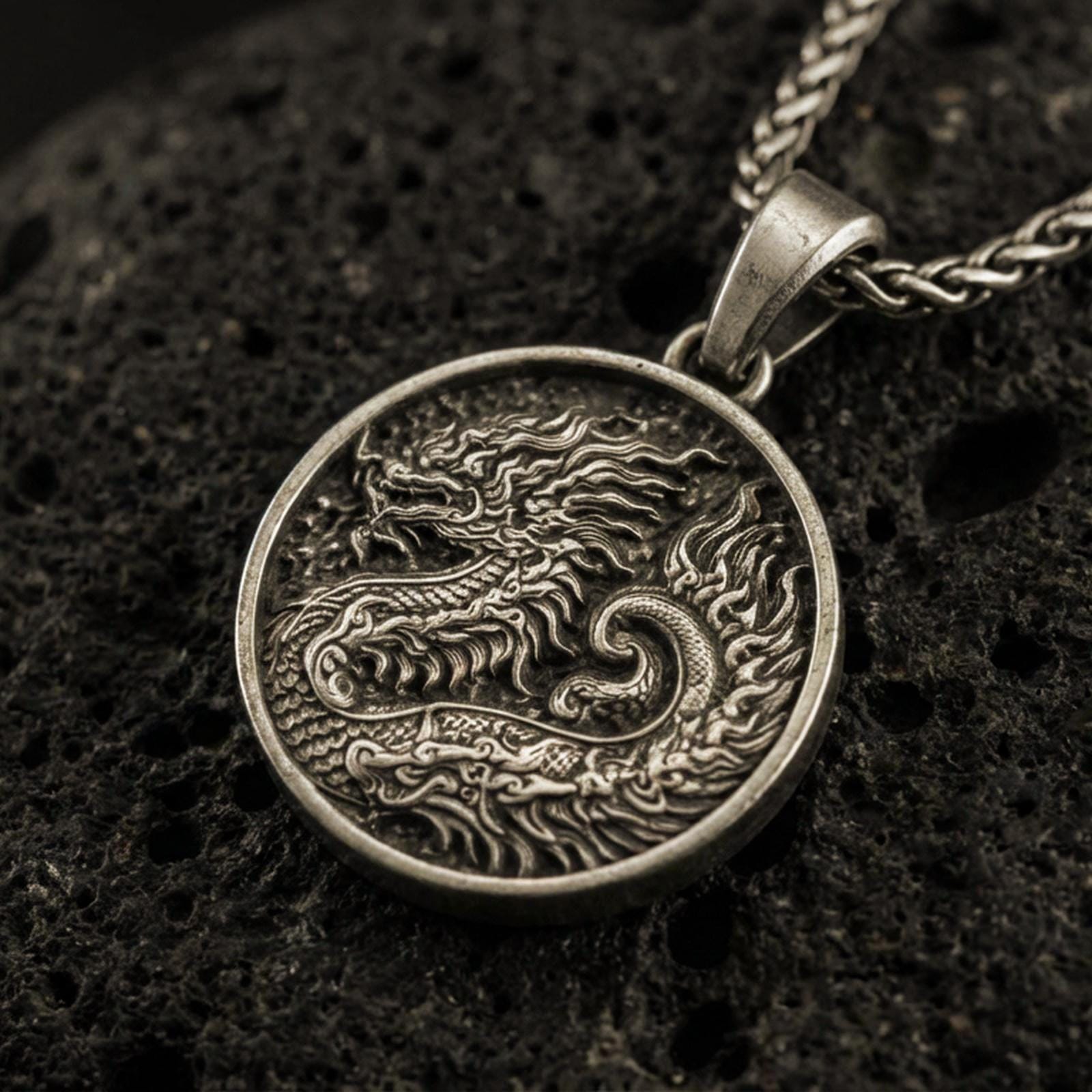 Azure Dragon Pendant – 925 Silver Chinese Mythical Medallion