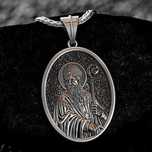 Saint Patrick Pendant Necklace 925 Sterling Silver, St Patrick Religious Medal, Patron Saint of Ireland Gift, Catholic Necklace for Women