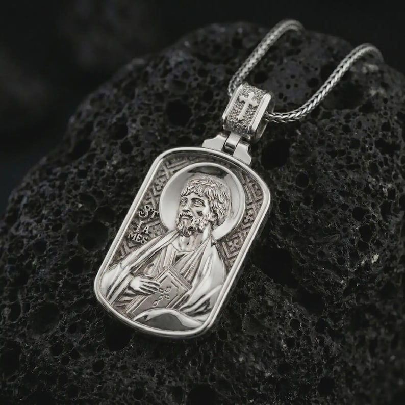 St. James the Apostle Sterling Silver Pendant Necklace, Religious ...