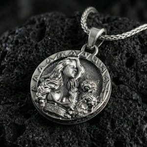 Sterling Silber Freya Anhänger - Nordische Göttin Amulett