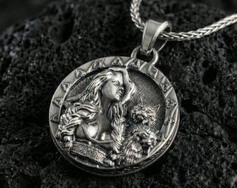 Sterling Silver Freya Pendant – Norse Goddess Amulet