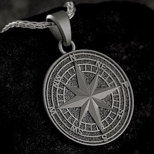 Compass Rose Pendant • Nautical Directional Necklace • Explorer Jewelry