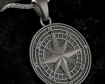 Compass Rose Pendant • Nautical Directional Necklace • Explorer Jewelry