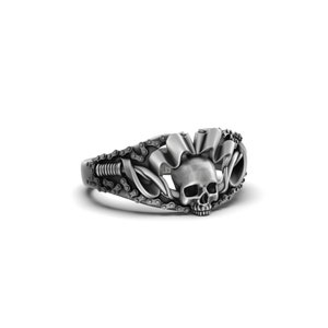 Silver Skull Gothic Ring - Biker Jewelry, Motorcyclist Gift, Edgy Skull Ring for Men