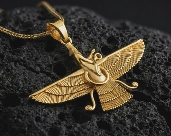 Silver Faravahar Necklace • Guardian Angel Pendant • Ahura Mazda