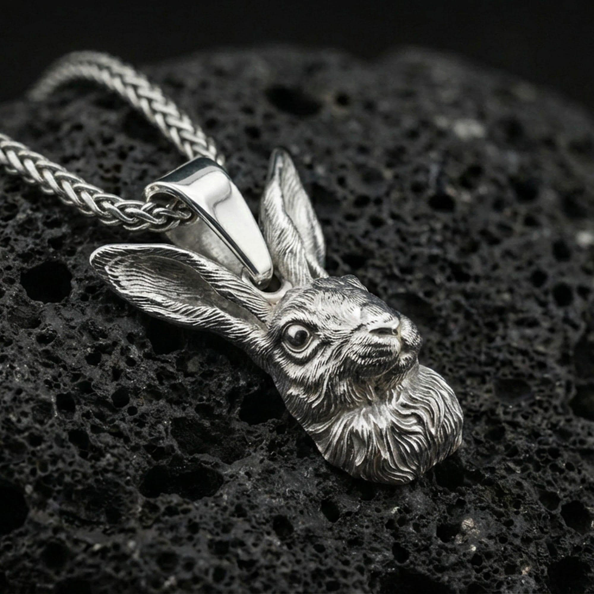 Sterling Silver Rabbit Head Necklace - Woodland Animal Pendant - Etsy