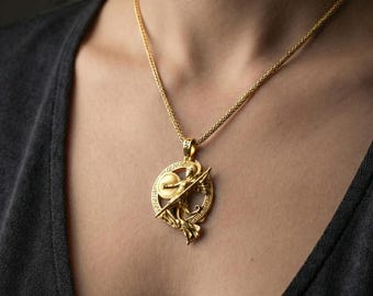 スターリングシルバーのアテナペンダントネックレス、ギリシャの女神