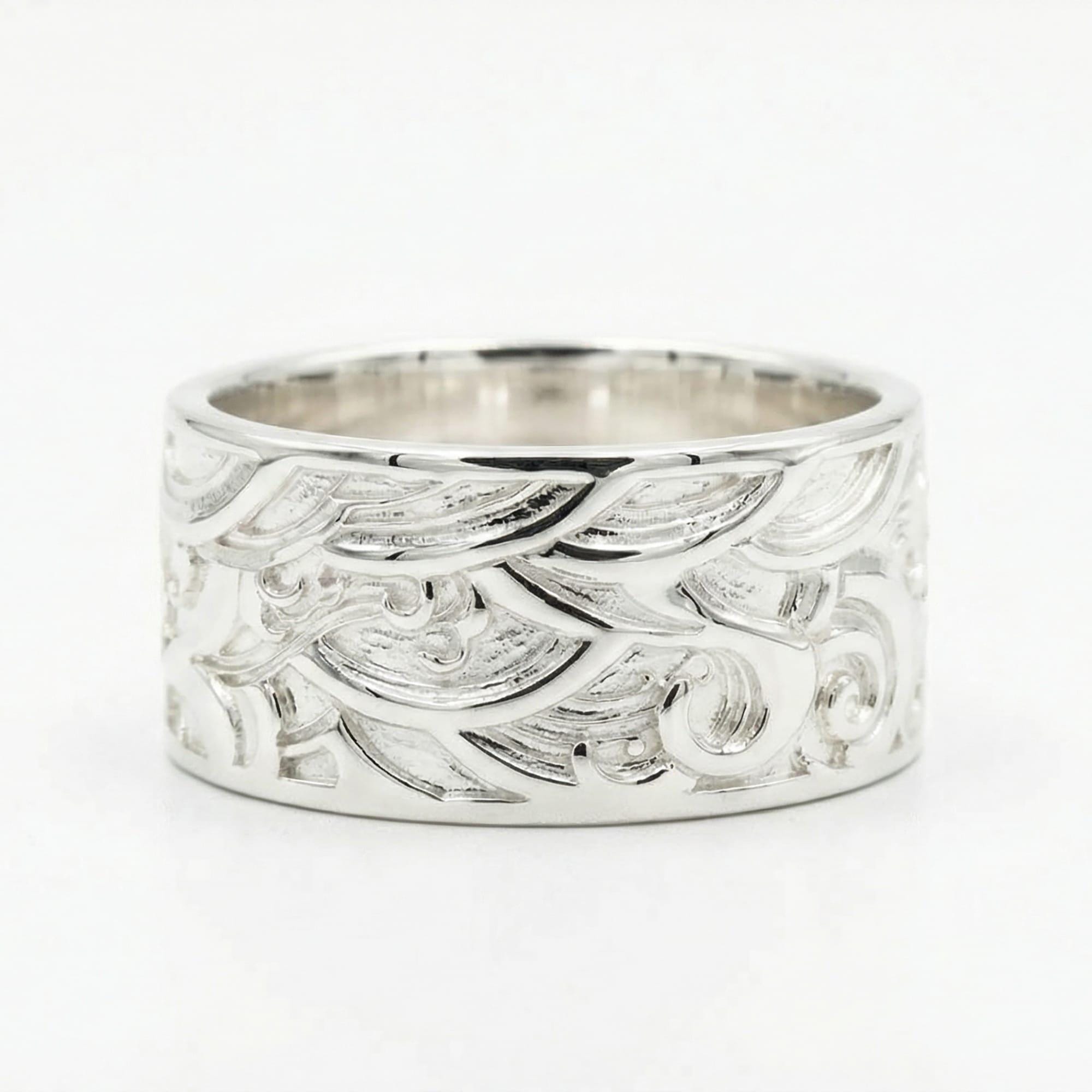 Sterling Silver Wave Pattern Ring, Vintage Geometric Band - Etsy