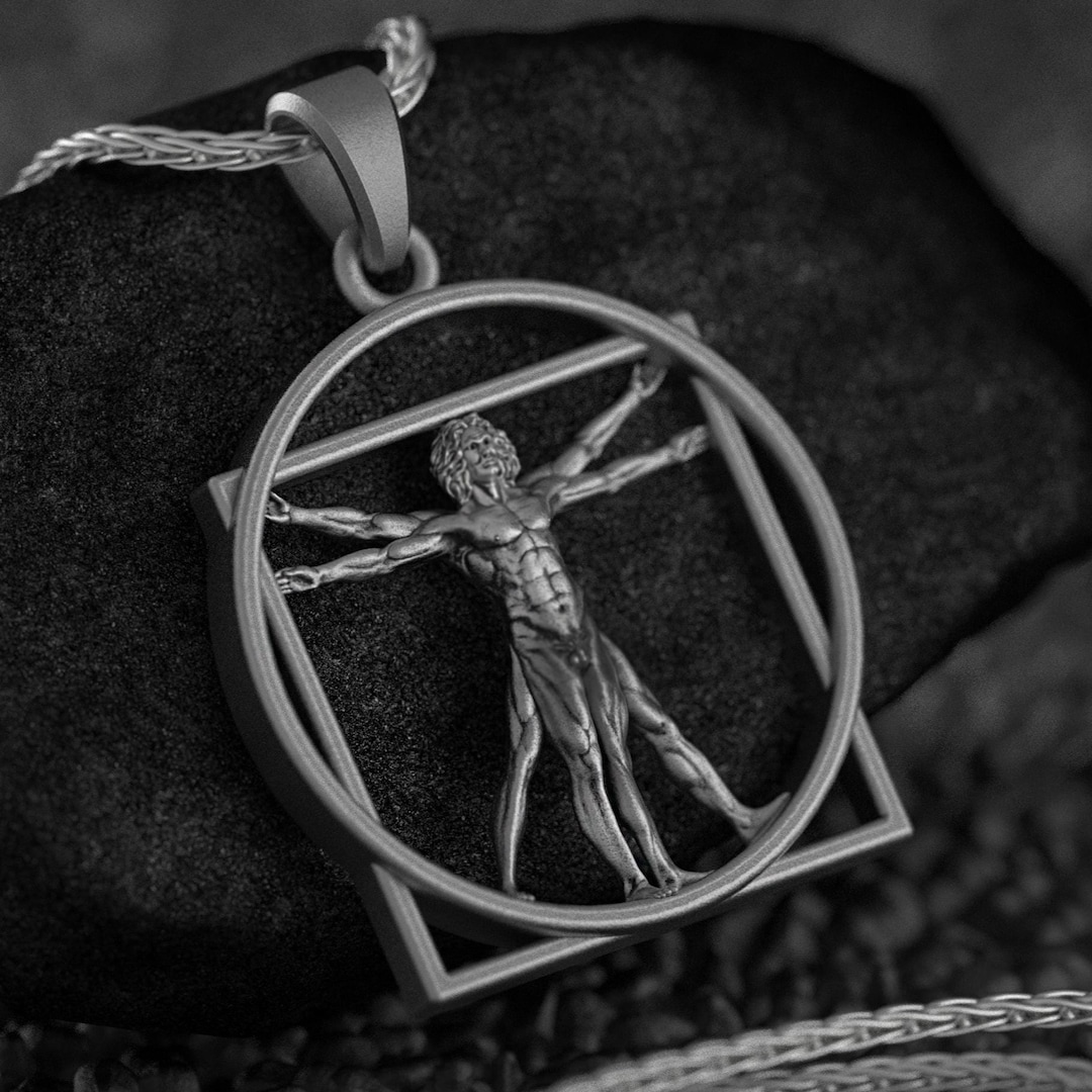 アクセサリー PS: The Vitruvian Man Silver Pendant Vitruvian Man Pendant 925 STERLING SILVER Da Vinci Drawing