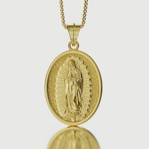 Virgen De Guadalupe Our Lady of Guadalupe Necklace, Our Lady Guadalupe Gold  Oval Pendant, Gold Virgin Mary Pendant, Catholic Jewelry, Gifts - Etsy