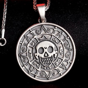 Cursed Aztec Coin Medallion Pirates of The Caribbean Pendant Valentine Gift Gifts For Her, Him Men & Women Necklace