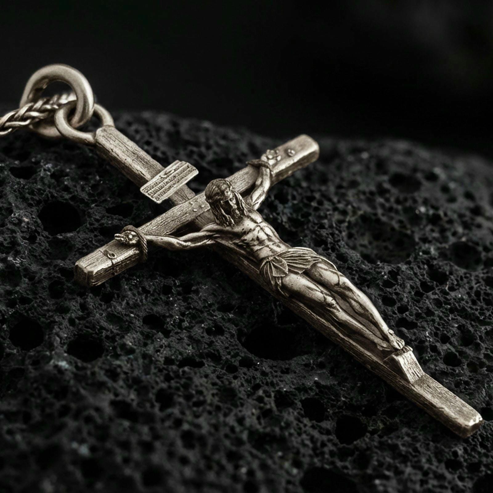Sterling Silver Crucifix Pendant Necklace, Jesus Christ Cross Jewelry ...