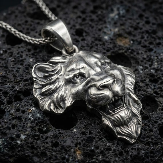 Sterling Silver Africa Lion Head Necklace – Safari Pride Pendant
