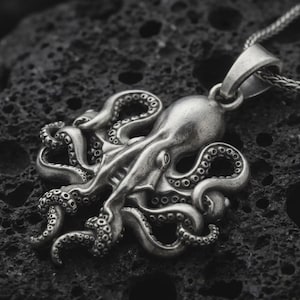 Sterling Silver Octopus Pendant Necklace – Nautical Amulet Jewelry