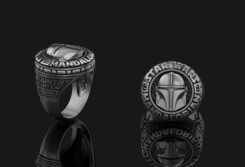 Star Wars Mandalorian Helmet Ring Bounty Hunter Jewelry Bobba Etsy