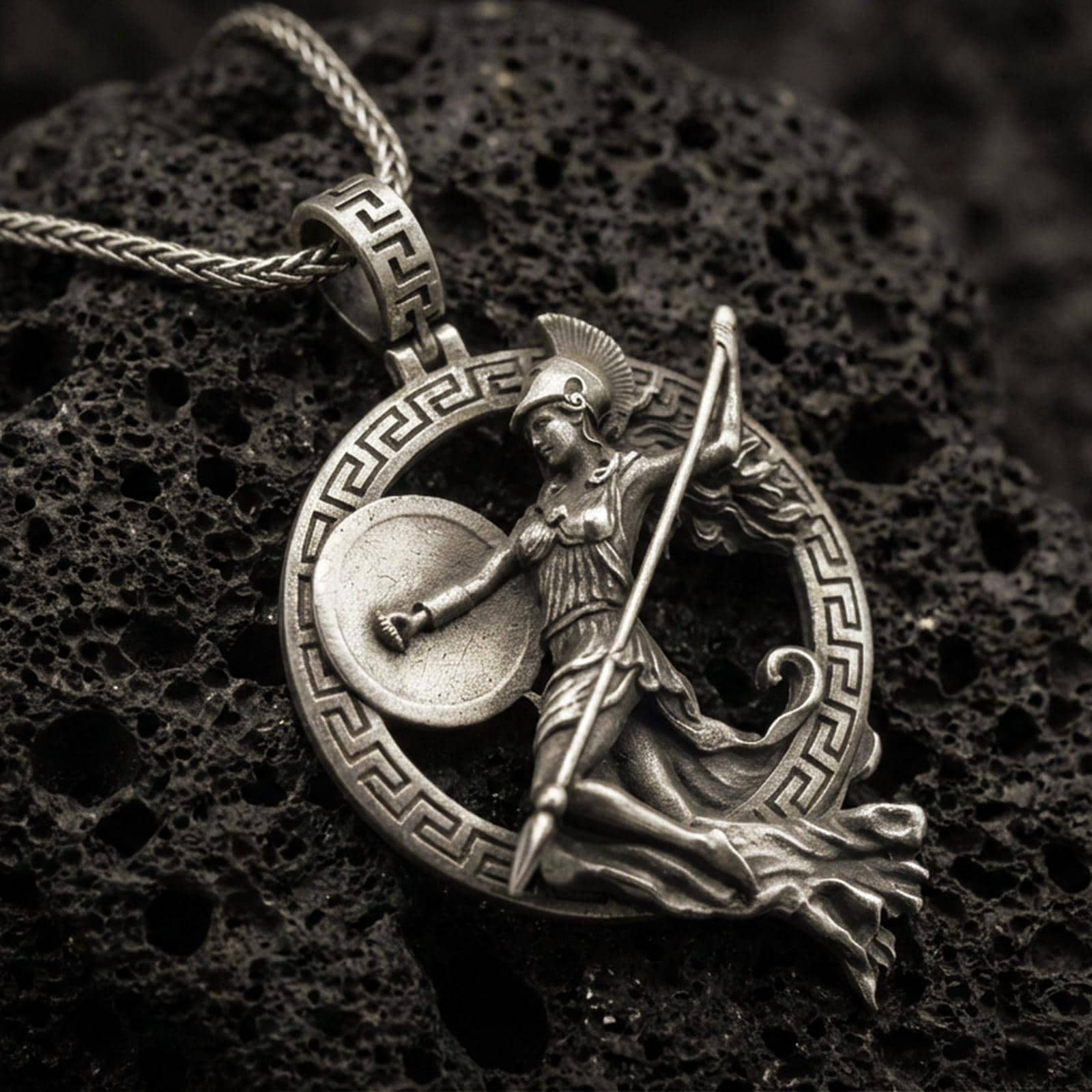 YFN Collana In Argento 925 Con Ciondolo Dio Greco | 30x21 Mm, Catena 22+2 Pollici, Per Uomo E Donna, Ipoallergenica - 2