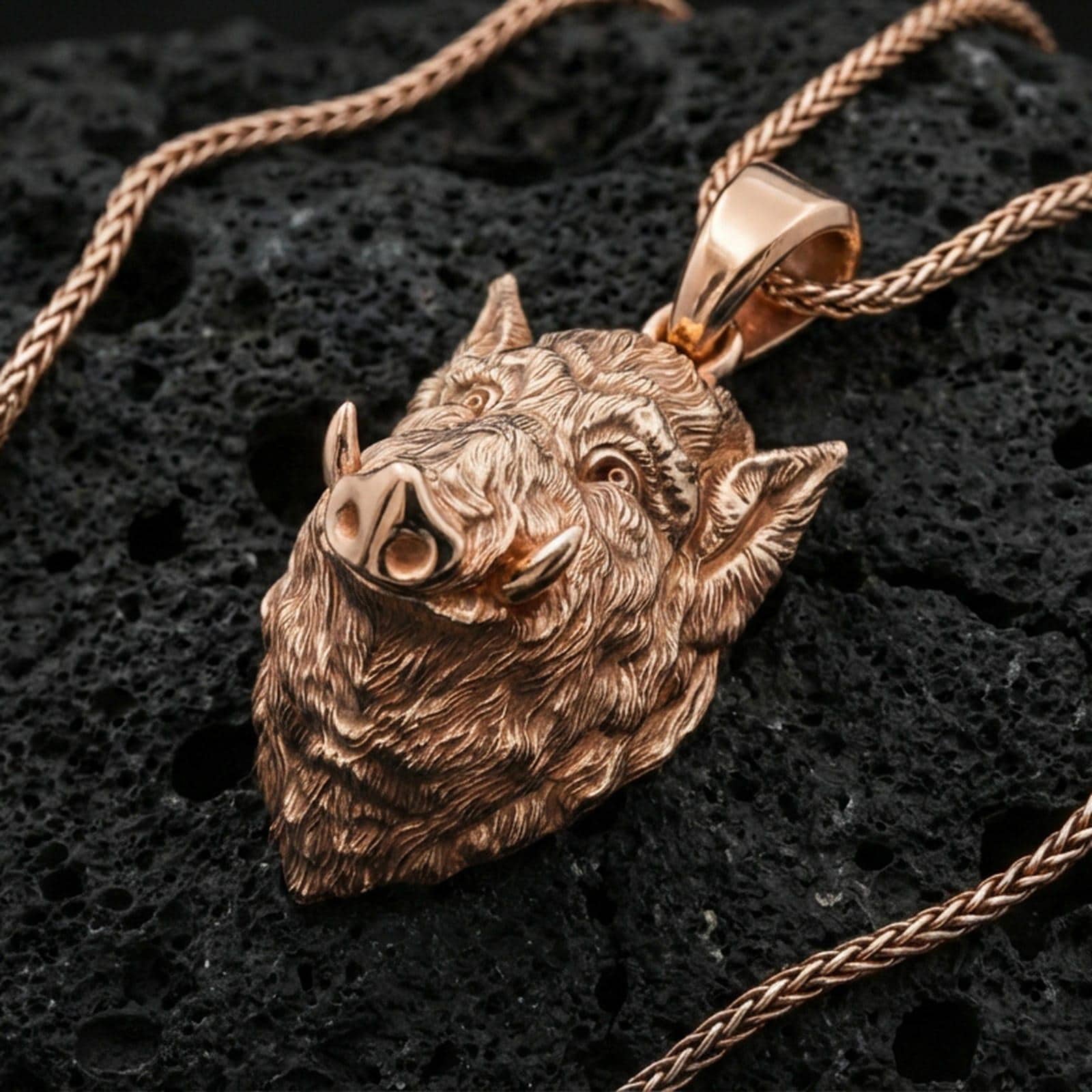 Sterling Silver Boar Head Necklace, Oxidized Wild Pig Pendant - Etsy