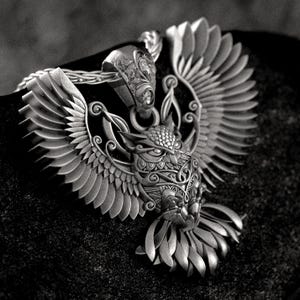 Owl Pendant with Spread Wings Wisdom Amulet Bird of Prey Necklace Animal Spirit Talisman Tribal Totem Jewelry for Men and Women