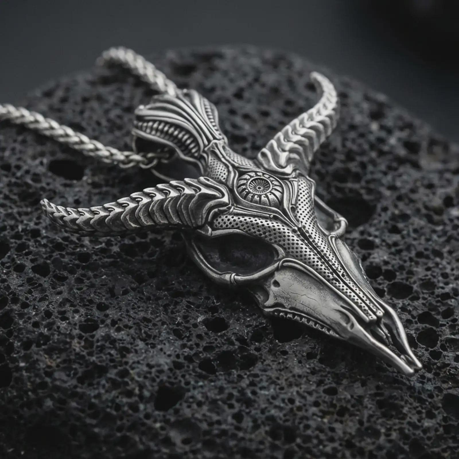 Sterling Silver Baphomet Pendant, Leviathan Cross Gothic Necklace