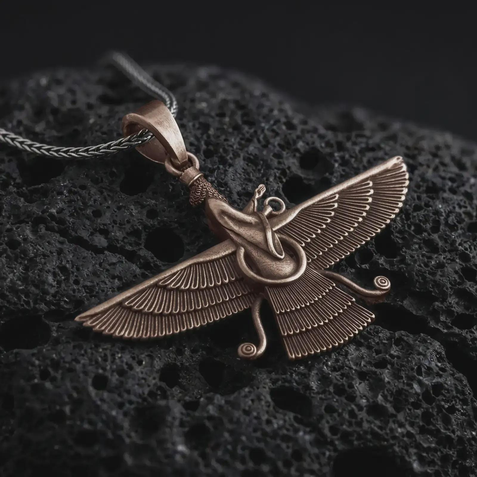 Silver Faravahar Necklace • Guardian Angel Pendant • Ahura Mazda