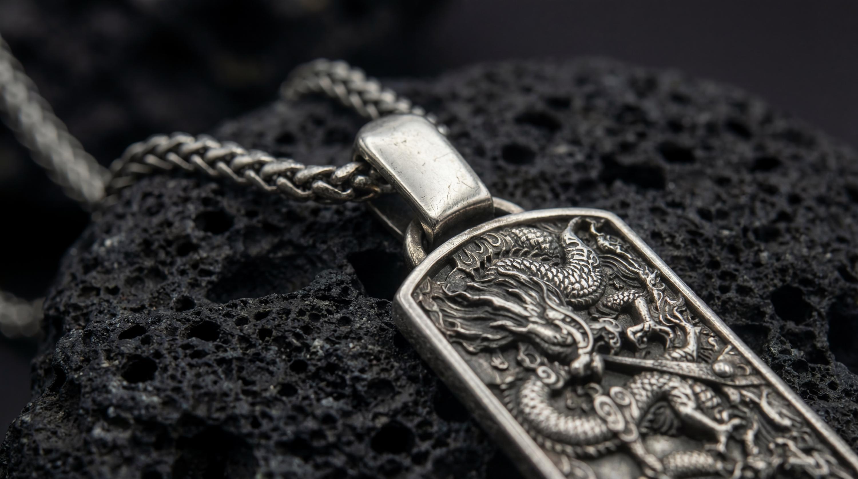 Chinese Dragon Dog Tag Pendant Necklace – Eastern Power Symbol