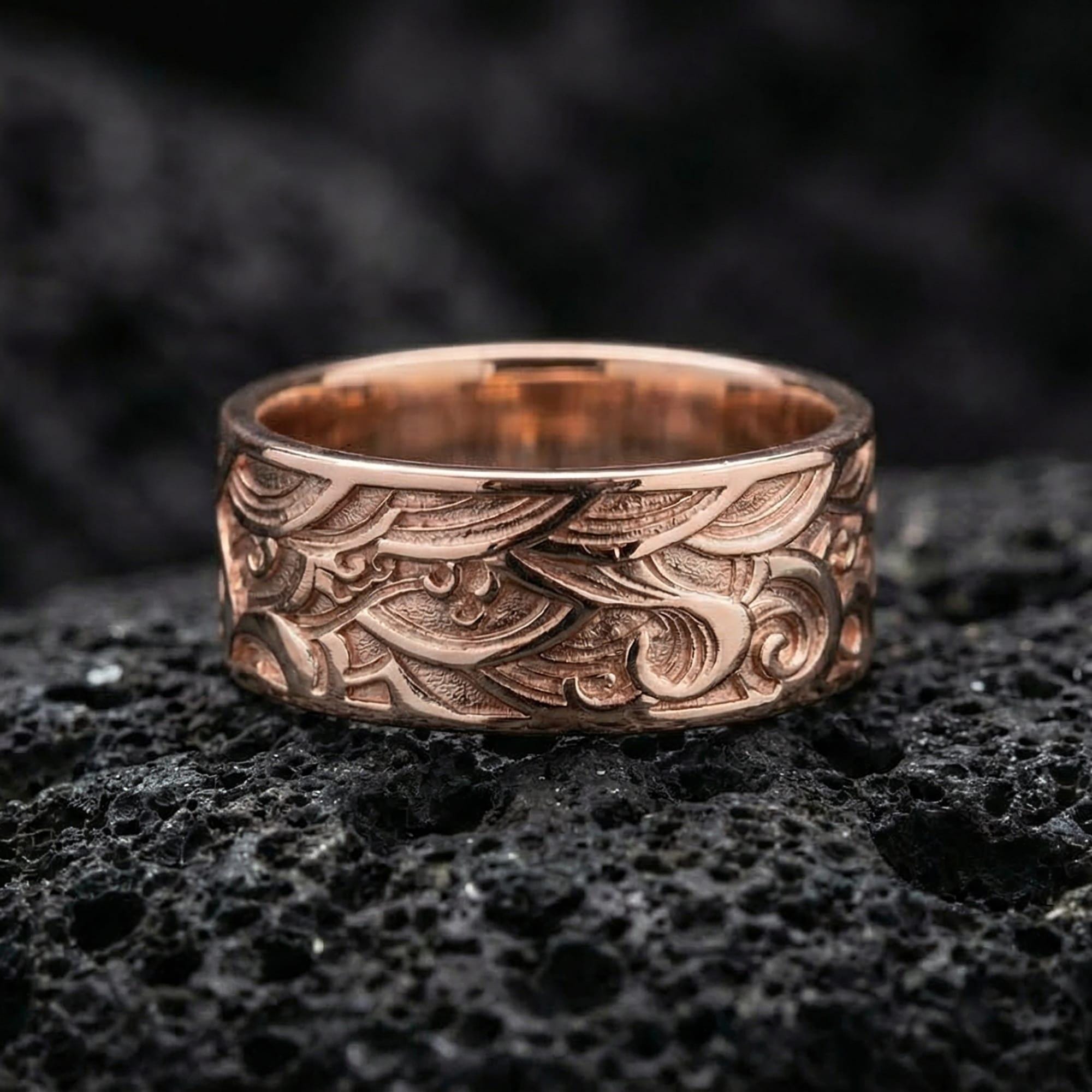Sterling Silver Wave Pattern Ring, Vintage Geometric Band - Etsy