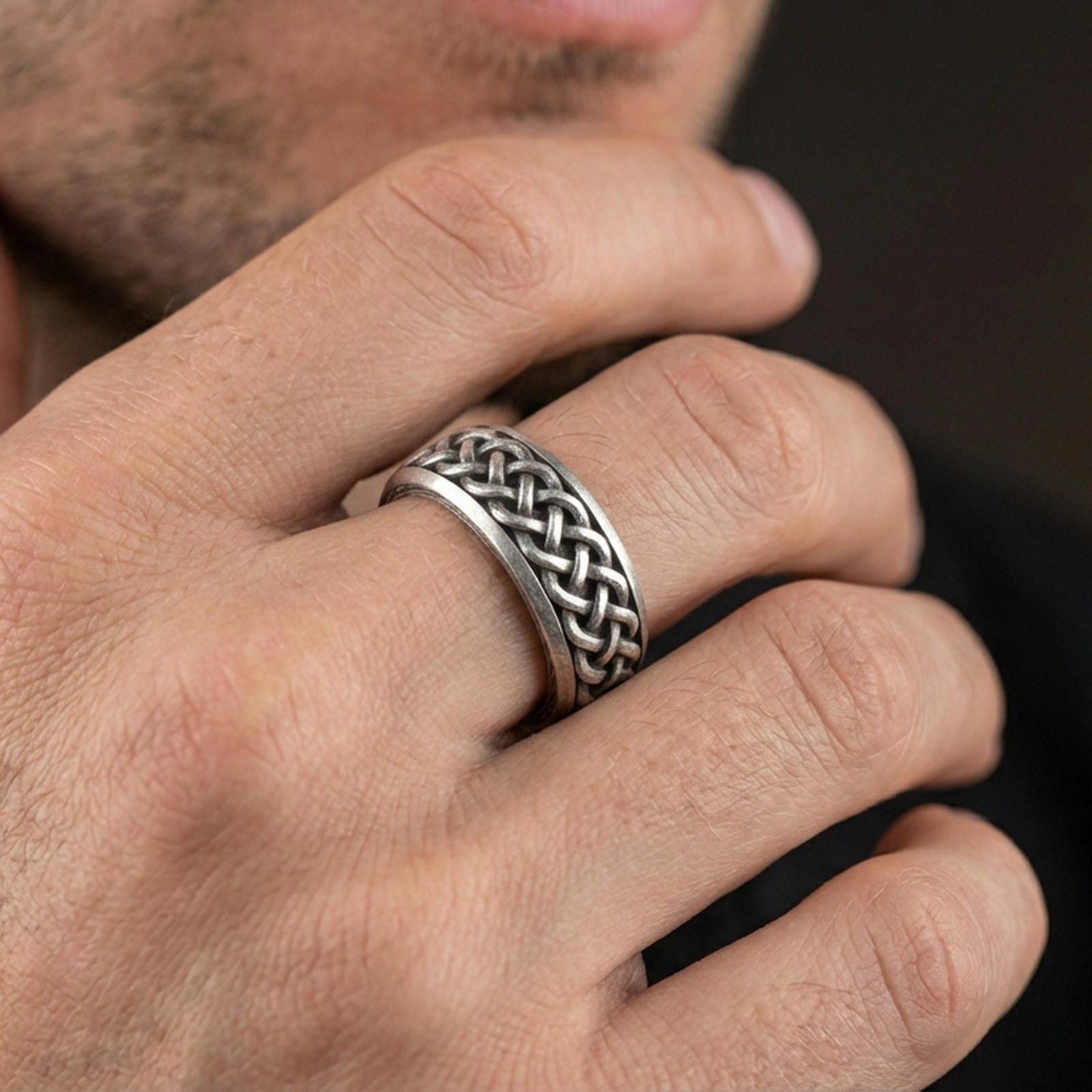 Sterling Silver Viking Wedding Ring, Norse Celtic Knot Engagement Ring ...
