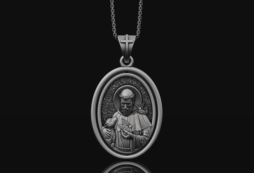 Silver Saint Francis of Assisi Rotating Necklace St Gift for Her ...