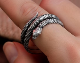 Bague serpent en argent sterling, jonc serpent, bijoux reptile