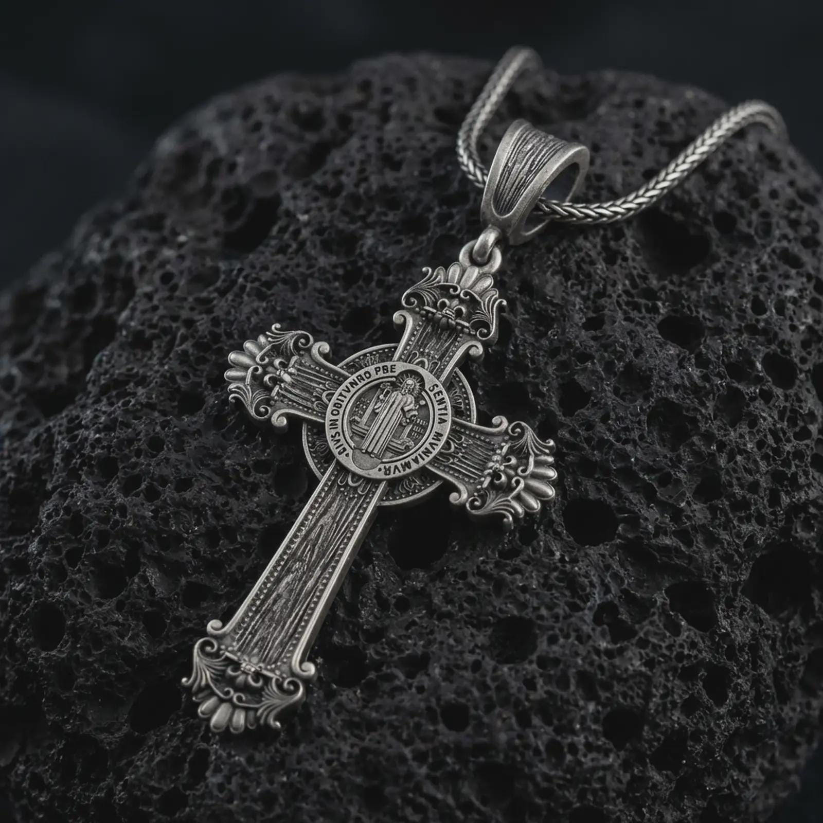 XFSRG Collana Gotica Uomo Donna in Argento con Pendente a Croce Dettagliata Elegante e Audace per Occasioni Speciali e Uso Quotidiano