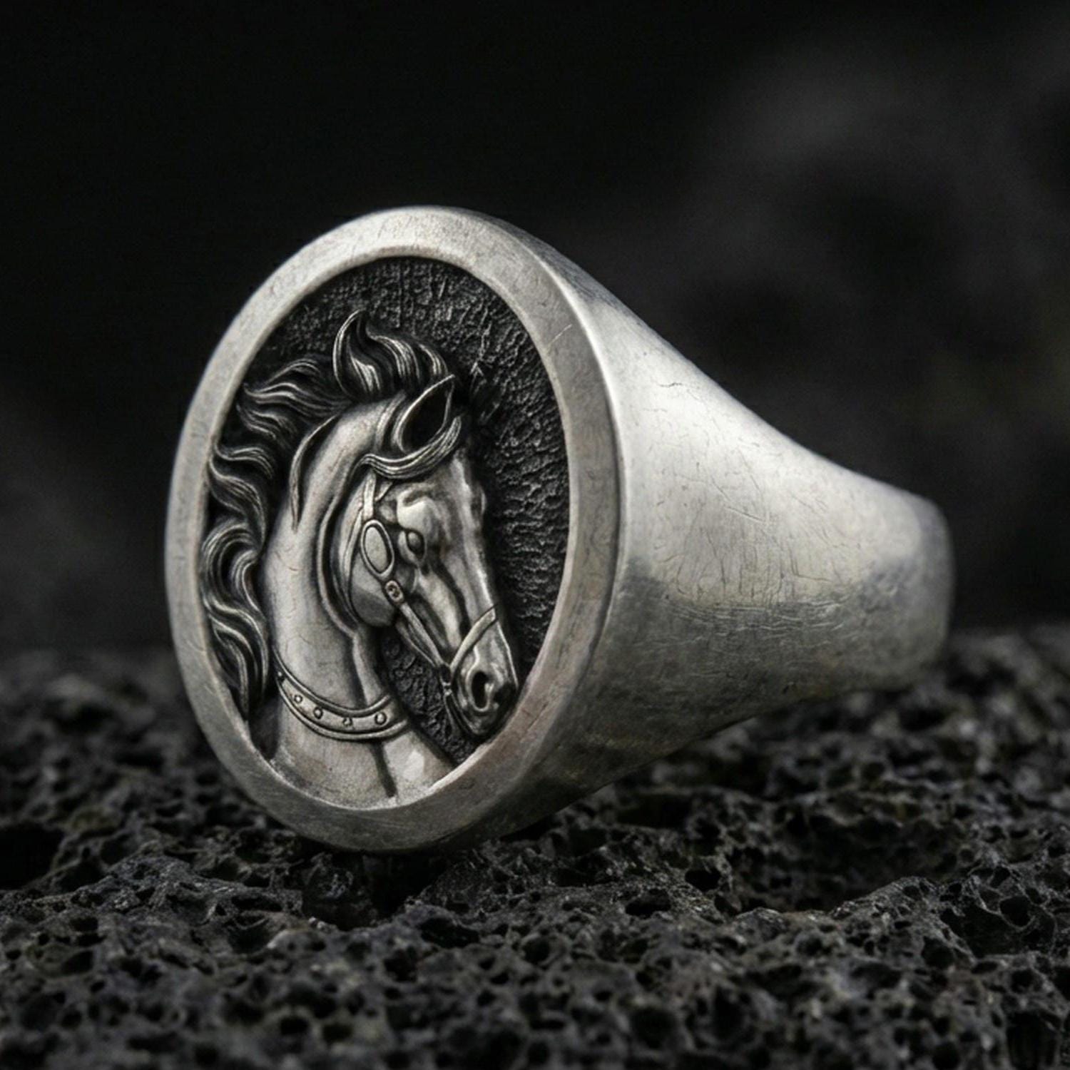 Bague Argent Massif Cheval - Taille 60, Argent 925, Occasion Superbe état, Forme Cheval