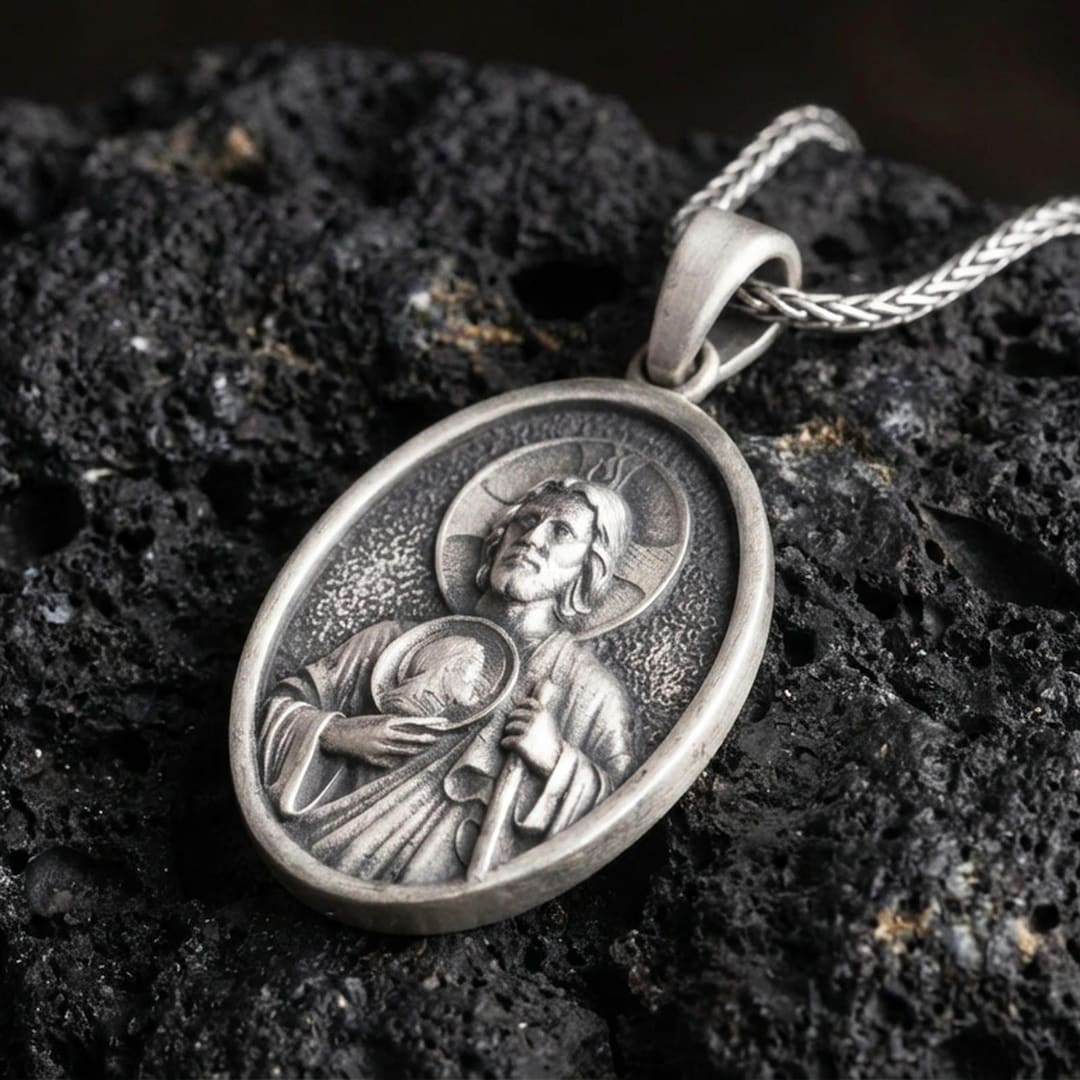 Sterling Silver St Jude Pendant Necklace, Religious Medal - Etsy