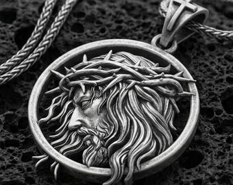 Sterling Silver Jesus Crown of Thorns Pendant Necklace