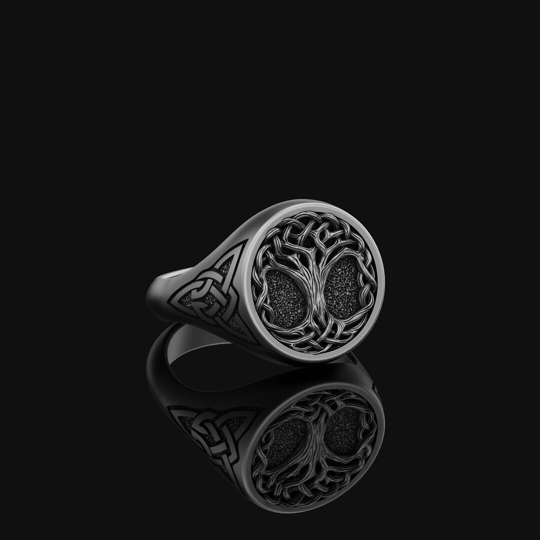 Silver Celtic Yggdrasil Ring Mens Nordic Gift Tree of Life Norse ...