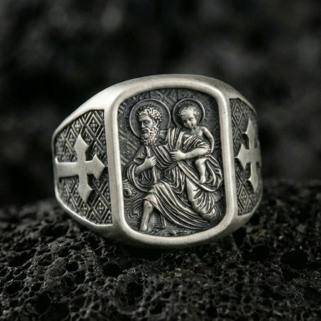 Sterling Silver Saint Christopher Signet Ring – Patron of Travelers - Etsy