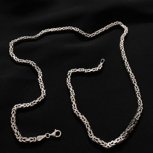 Mens 4mm Byzantine Chain Solid Silver Oxidized Bali Chain Gift - Etsy