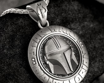 Sterling Silver Mandalorian Mythosaur Skull Pendant, Star Wars Bounty Hunter Jewelry