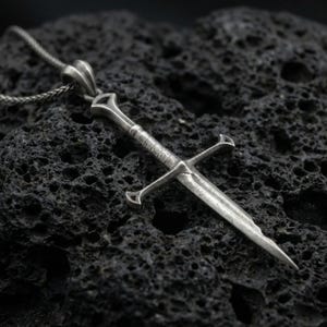 Sterling Silver Elven Sword Necklace, Fantasy Broken Blade Pendant image 9