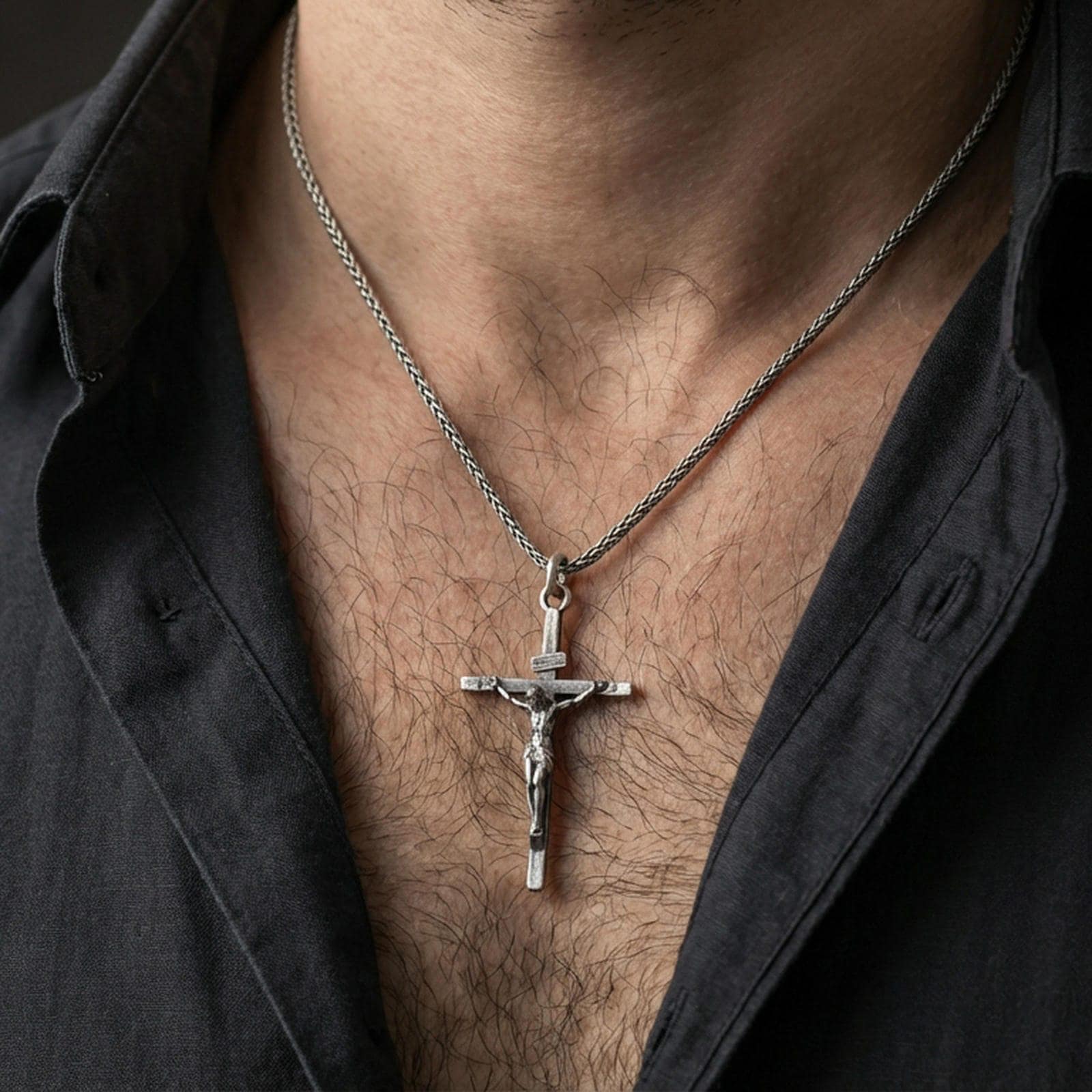 Sterling Silver Crucifix Pendant Necklace, Jesus Christ Cross Jewelry ...