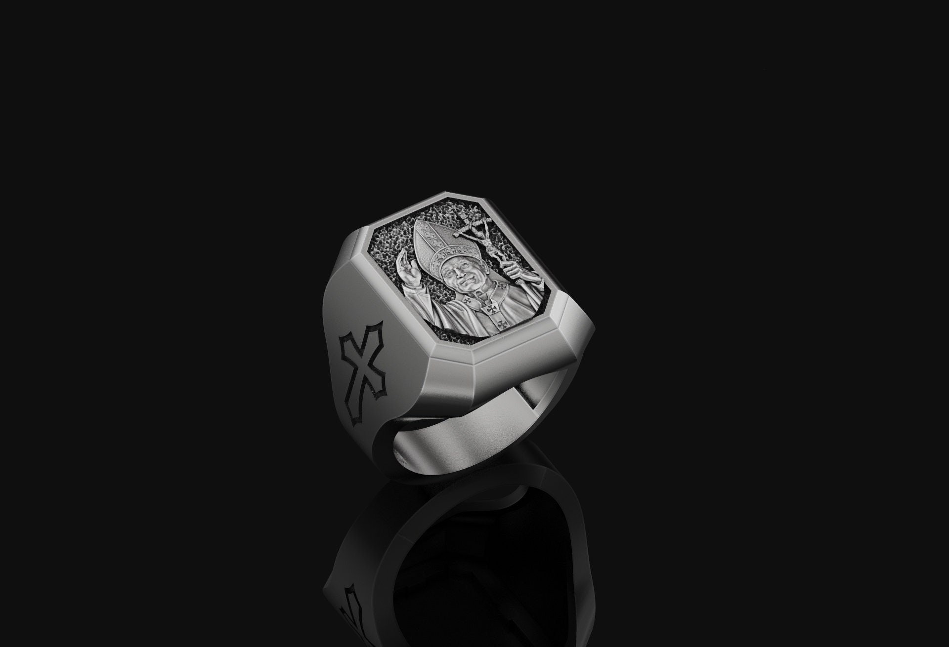 Pope John Paul II Ring Religious Accessory Christian Jewelry Etsy