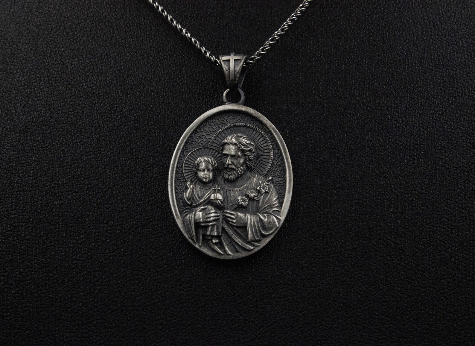 St Joseph Necklace Catholic Pendant Christian Accessory Etsy