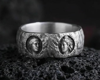 Sterling Silver Greek Sculpture Ring, Ancient Art